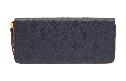 LOUIS VUITTON Leather Surface Zip Bag Wallet Regular Men's Dark Blue