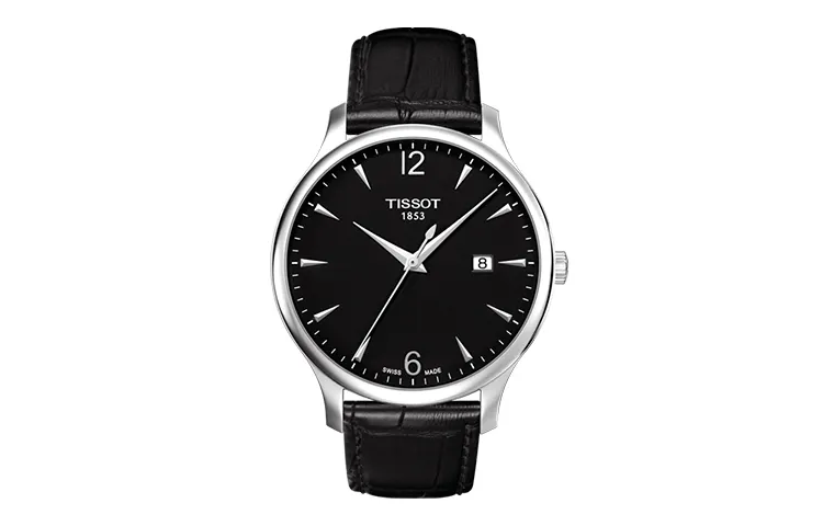 TISSOT Junya Collection Quartz Movement Men's Watches Watch 42mm Black Dial Stainless Steel Case Leather Strap