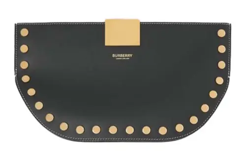 Burberry Olympia Leather Crescent Bag Clutch Women's Black
