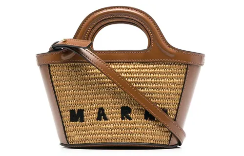 MARNI TROPICALIA Cow Leather Bucket Bag, Crossbody, One Shoulder Handbag Mini Women's Brown