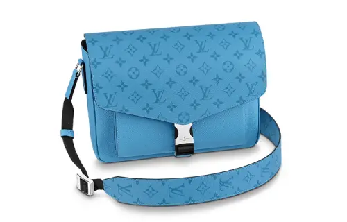 LOUIS VUITTON Messengerama Monogram Canvas With Leather Messenger Bag, Flap Bag, Shoulder Bag, Crossbody Bag Men's Blue