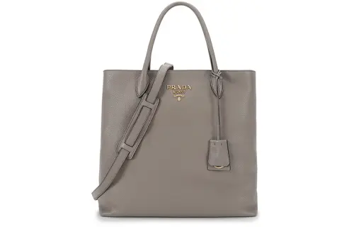 PRADA Leather Handbag Women's Clay Gray