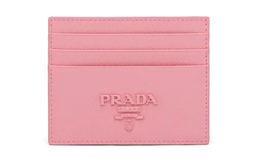 PRADA Saffiano Card Holder Leather Card Holder Women's Pink