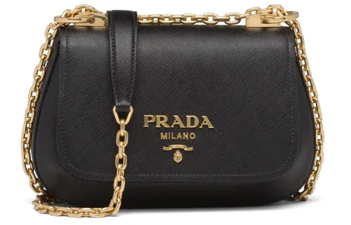 PRADA Saffiano Leather Shoulder Bag Women's Black