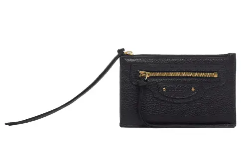 Balenciaga Grain Calfskin Business Card Holder Women's Black
