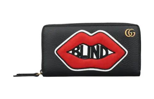 GUCCI Cow Leather Card Holder Wallet Women's Black