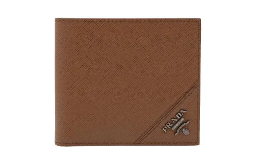 PRADA Saffiano Calfskin Wallet Men's Brown