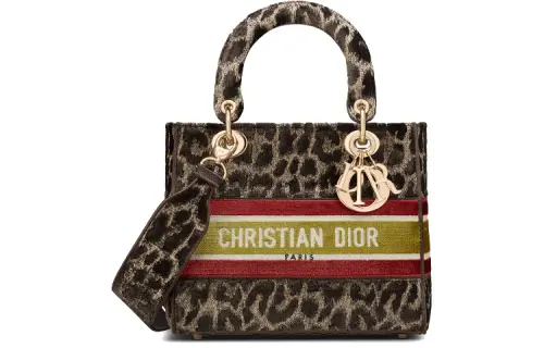 DIOR Lady D Lite Embroidery Handbag, One Shoulder Bag, Crossbody Bag Regular Women's Tan