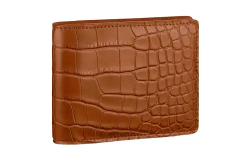 LOUIS VUITTON Crocodile Leather Wallet Unisex Brown Yellow