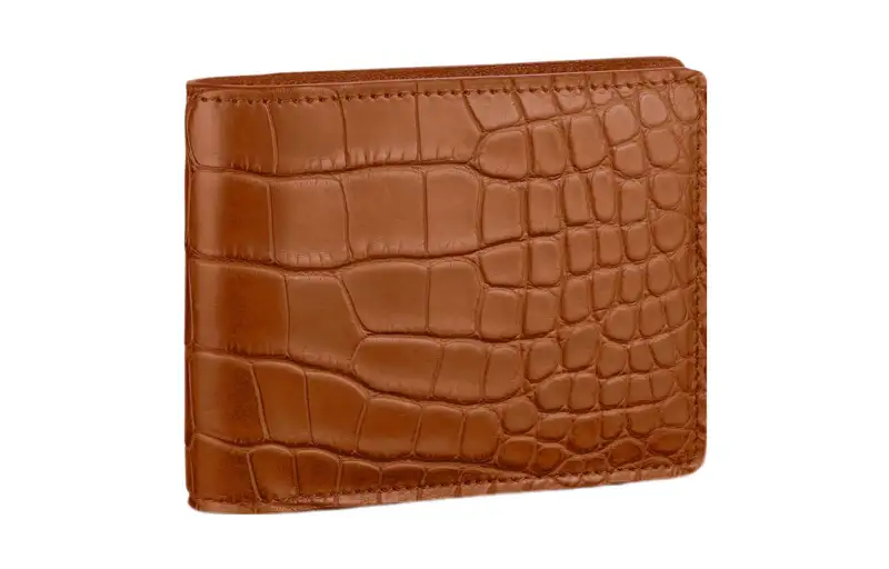 LOUIS VUITTON Crocodile Leather Wallet Unisex Brown Yellow
