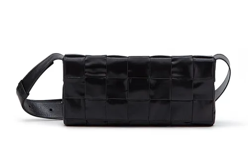 Bottega Veneta CASSETTE Calfskin Messenger Bag, Shoulder Bag, Crossbody Bag Regular Men's Black