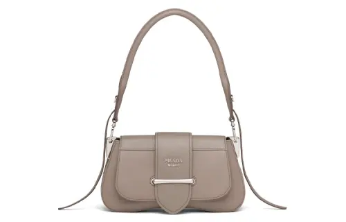 PRADA Sidonie Calfskin One Shoulder Handbag Women's Clay Gray