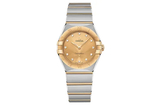 OMEGA Constellation Collection Zodiac Watch Quartz Movement 30m Waterproof Women's Watch 28mm Gold Dial