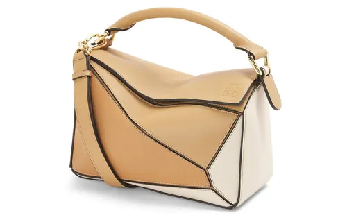 LOEWE Puzzle Calfskin Geometric Puzzle Bag, Handbag, Shoulder Bag, Crossbody Bag Small Women's Sand