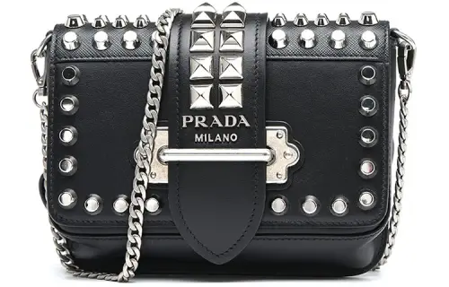 PRADA Cahier Cow Leather Shoulder Bag, Crossbody Bag Mini Women's Black