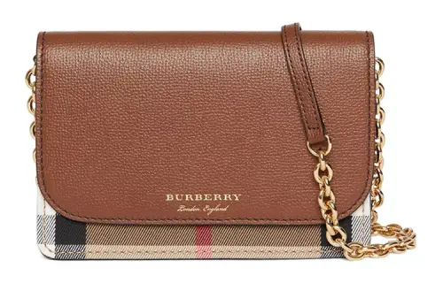 Burberry Calfskin With Canvas Shoulder Bag, Crossbody Bag Women's Brown