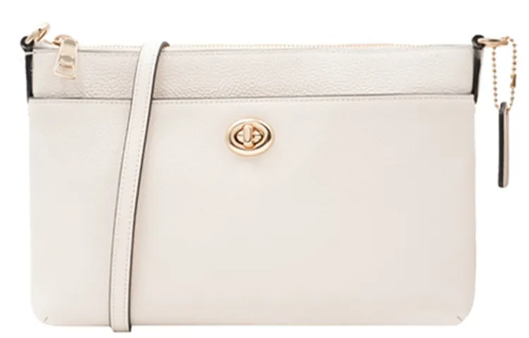 COACH Cow Leather Shoulder Bag Medium Women's White