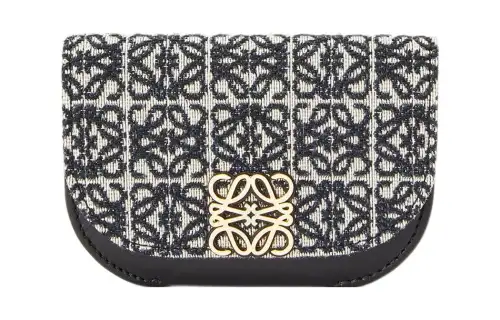 LOEWE Jacquard Fabric With Calfskin Wallet Women's Blue