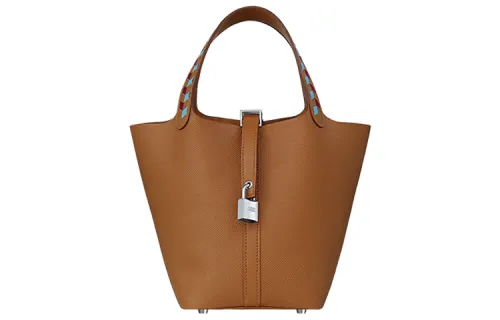 HERMES Picotin Lock Epsom Leather Basket Bag, Bucket Bag, Handbag 18 Women's Gold/Northern Blue/Hermes Red
