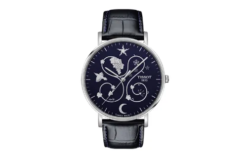 TISSOT Meishi Collection Quartz Movement Men's Watches Watch 42mm Blue Dial Stainless Steel Case Leather Strap