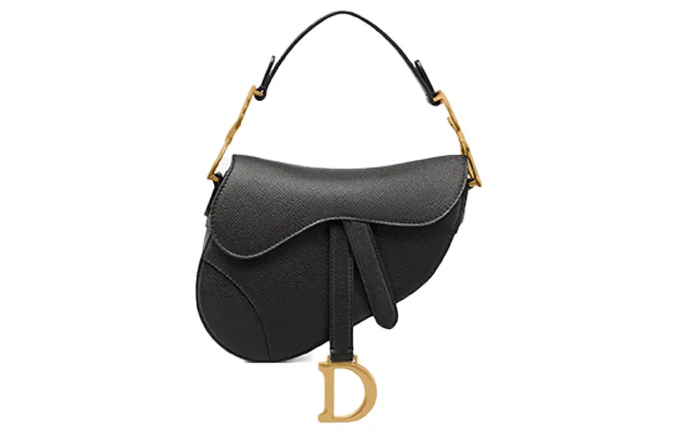 DIOR Saddle Grained Calfskin Saddle Bag, Handbag, Shoulder Bag Women's Black