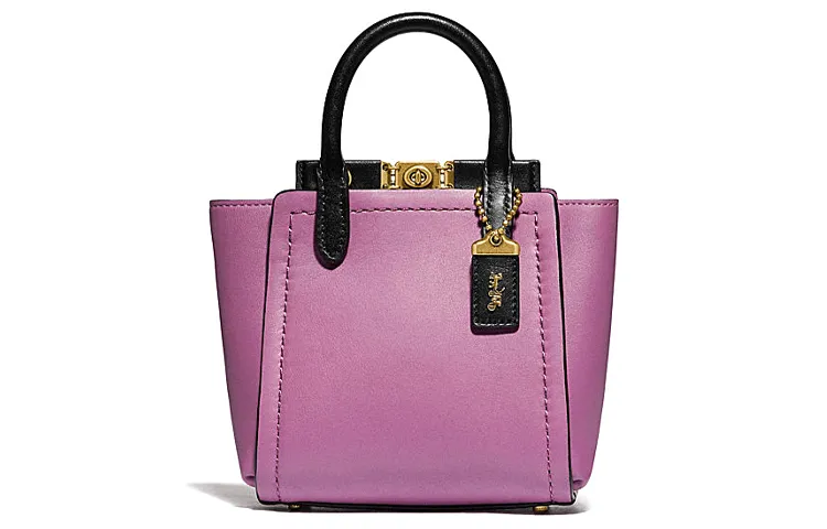 COACH Troupe Leather Tote Bag, Shopping Bag, Shoulder Bag, Handbag Medium Women's Pink Purple