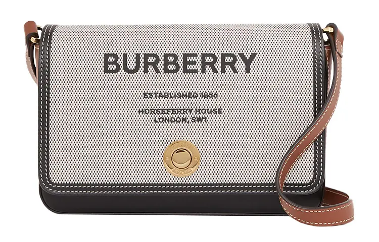 Burberry Print Canvas With Leather Shoulder Bag, Crossbody Bag Mini Women's Black/Tan