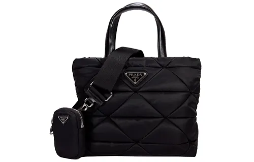 PRADA Filled Nylon Tote Bag, Shopping Bag, Shoulder Bag, Crossbody Bag, Handbag Women's Black