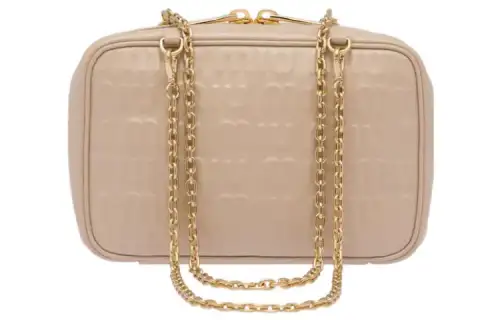MIU MIU Leather Shoulder Bag, Crossbody Bag Women's Quartz/Beige