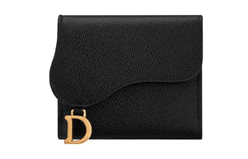 DIOR Saddle Grained Calfskin Wallet Women's Black