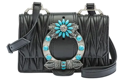 MIU MIU Soft Sheepskin Shoulder Bag, Crossbody Bag Women's Black