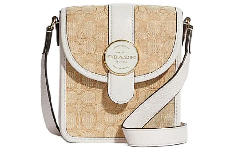 COACH N/S Iconic Jacquard With Refined Pebbled Leather Chambray Crossbody Bags Small Women's