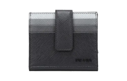 PRADA Cow Leather Wallet, Card Holder Men's Black