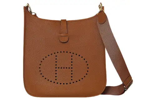 HERMES Evelyne Maurice Calfskin Crossbody Bag, Shoulder Bag 33 Women's 37 Gold Brown