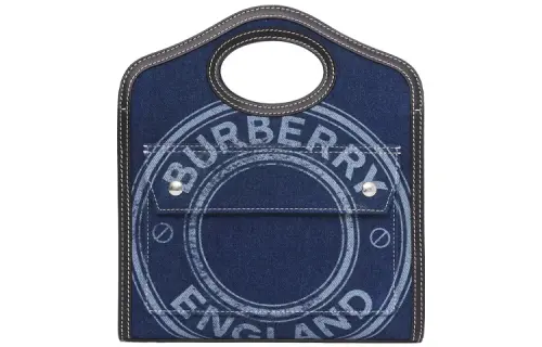 Burberry Pocket Bag Denim With Leather Pocket Bag, Shoulder Bag, Crossbody Bag, Handbag Mini Women's Blue