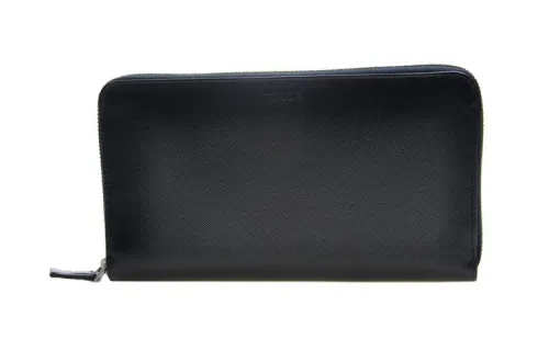 PRADA Saffiano Cow Leather Wallet Men's Black