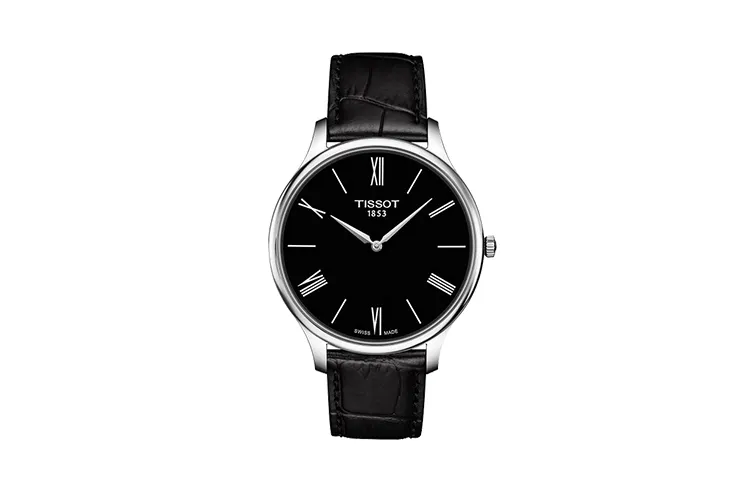TISSOT Junya Collection Quartz Movement Men's Watches Watch 39mm Black Dial Stainless Steel Case Leather Strap