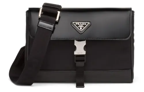 PRADA Recycled Nylon Messenger Bag, Crossbody Bag, Shoulder Bag, Cell Phone Pouch Men's Black
