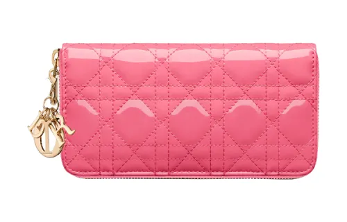 DIOR Lady Dior Long Calfskin Wallet Women's Pink
