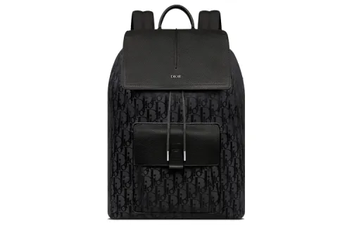 DIOR D Motion Technical Fabric With Grain Cow Leather Backpack Regular Men's Black