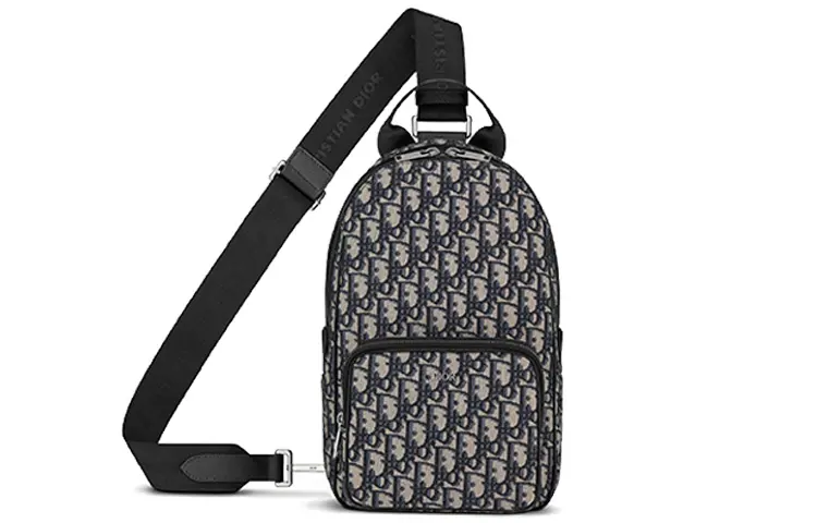 DIOR Cow Leather Sling Bag, Shoulder Bag, Crossbody Bag Men's Beige And Black