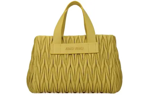 MIU MIU Leather Handbag Women's Yellow