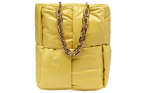 Bottega Veneta Cow Leather Handbag Women's Corn Yellow