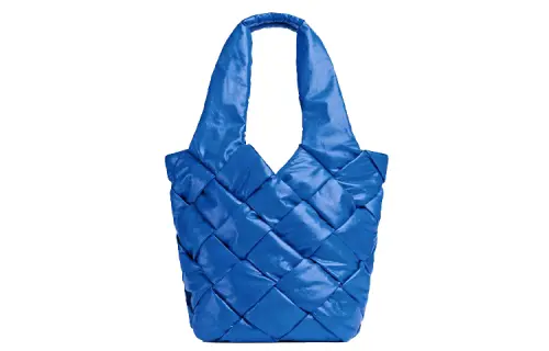 Bottega Veneta Internal Zip Pocket Cow Leather Bucket Bag Handbag Women's Blue