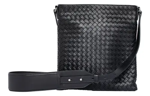 Bottega Veneta Cow Leather Messenger Bag, Shoulder Bag, Crossbody Bag Small Men's Black