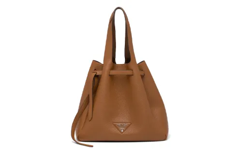 PRADA Leather Handbag, Shoulder Bag Women's Cognac