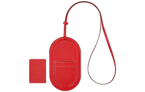 HERMES In The Loop Mysore Goat Skin Cell Phone Pouch Large Women's Red