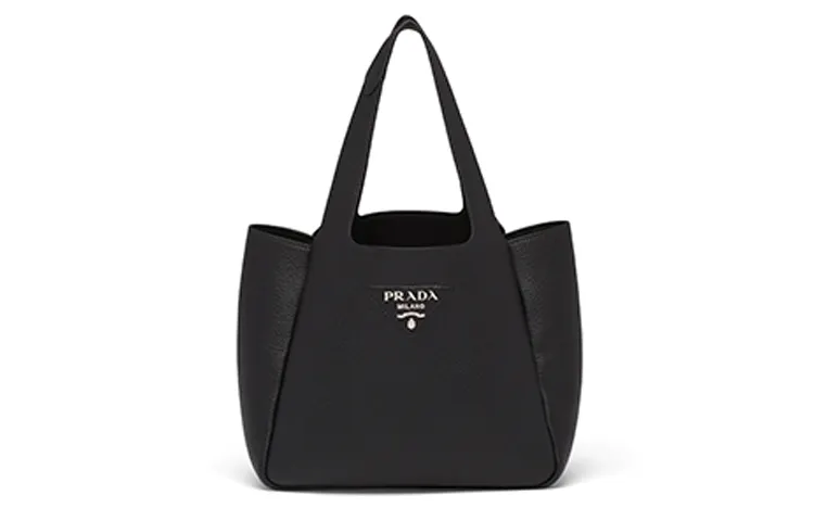PRADA Leather Basket Bag Handbag Women's Black