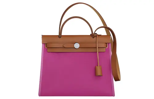 HERMES Herbag Zip Officier Canvas With Hunter Cow Leather Shoulder Bag, Crossbody Bag, Handbag 31 Unisex