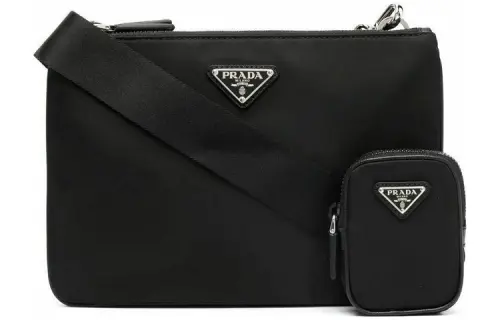 PRADA Recycled Nylon With Saffiano Leather 2 in 1 Crossbody Bag, Shoulder Bag Men's Black